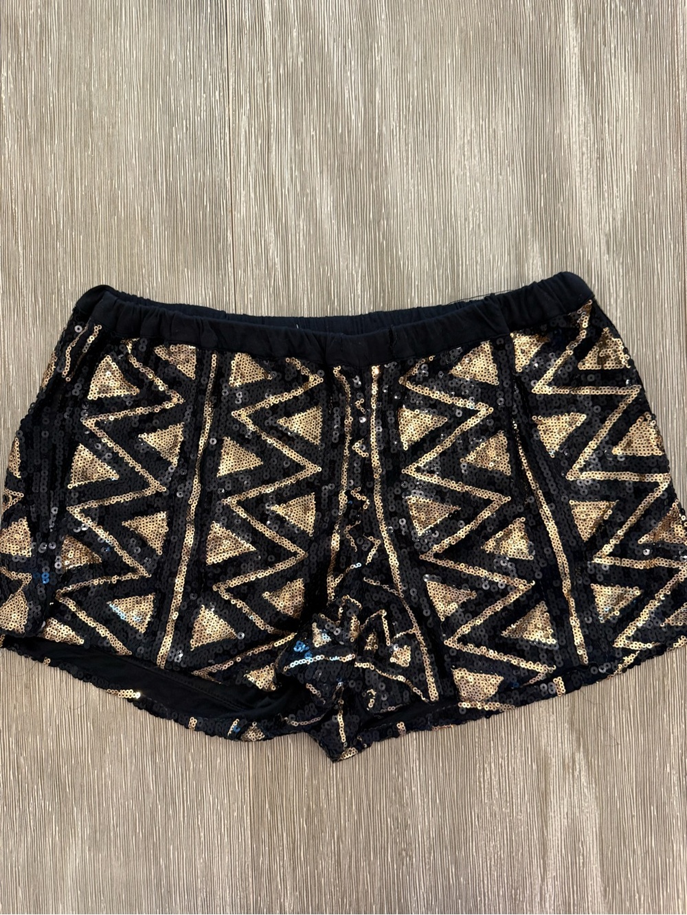 Black & Gold Sequin Geo Pattern Women's festival concert eras tour shorts XL